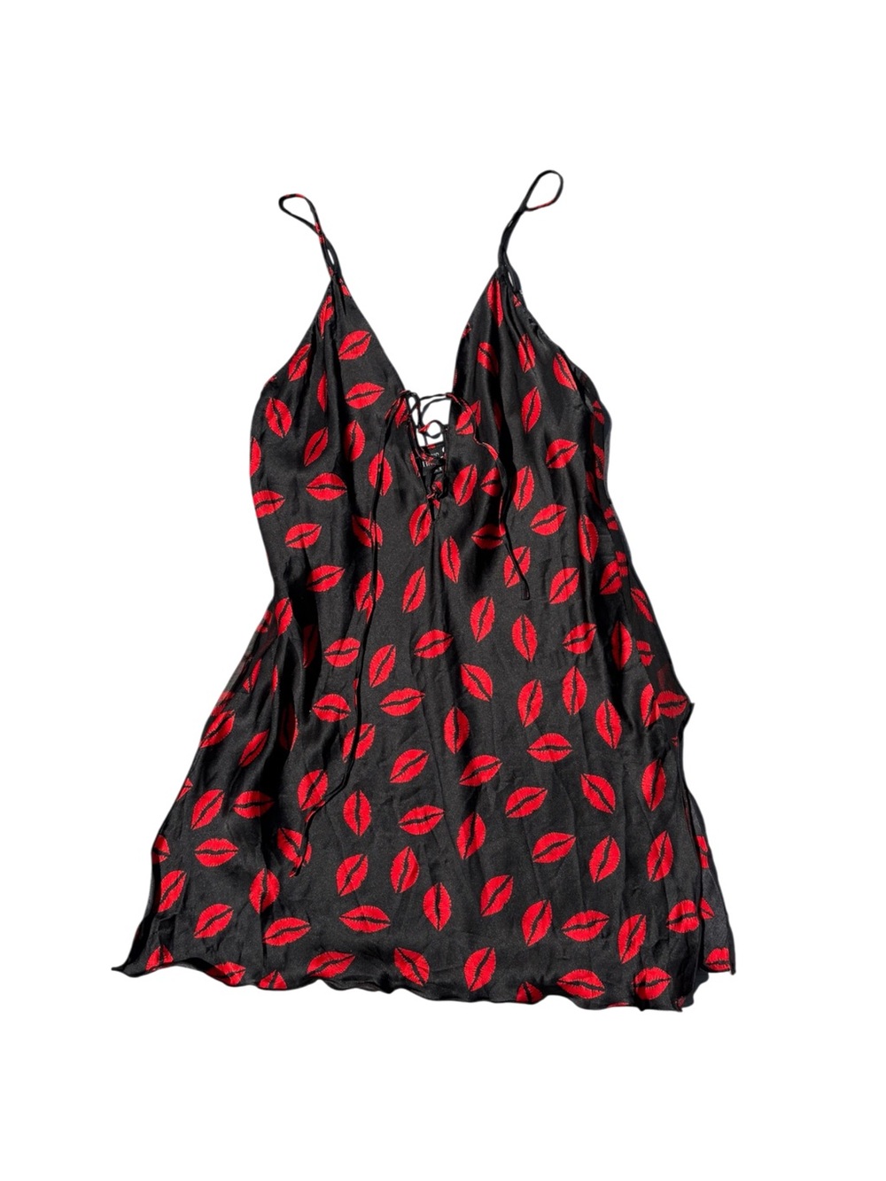 Magic Silk Silk Cami Lips Print Red & Black Lingerie